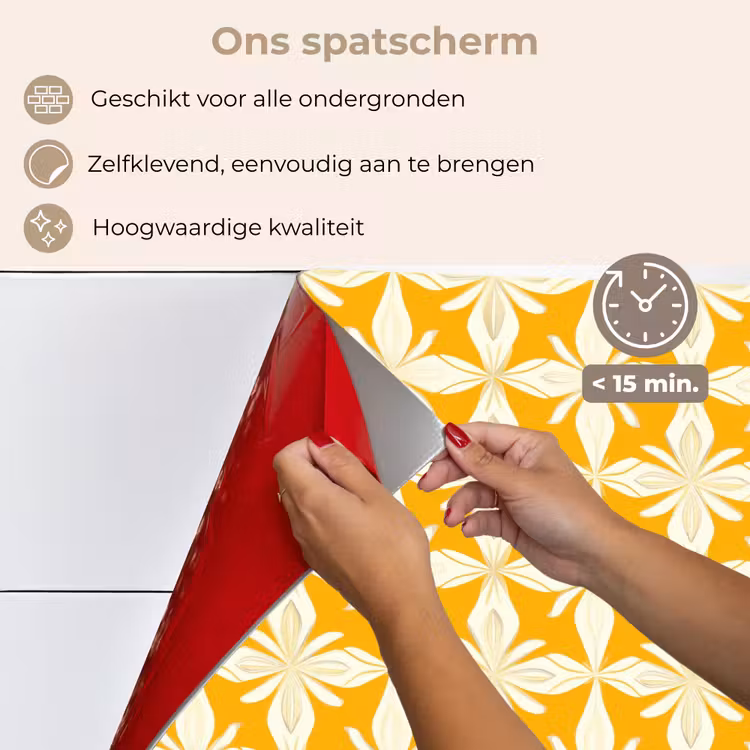 Spatscherm keuken - Patroon - Retro - Geel — 4