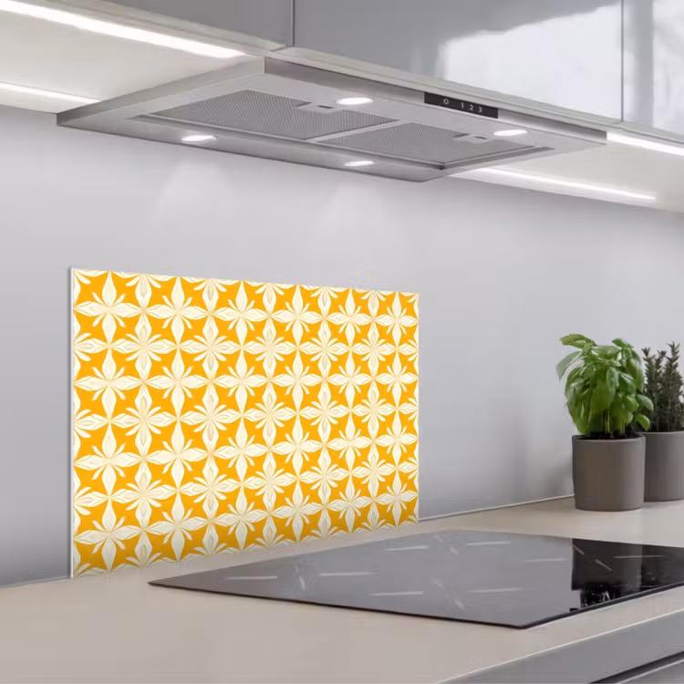 Spatscherm keuken - Patroon - Retro - Geel — 5