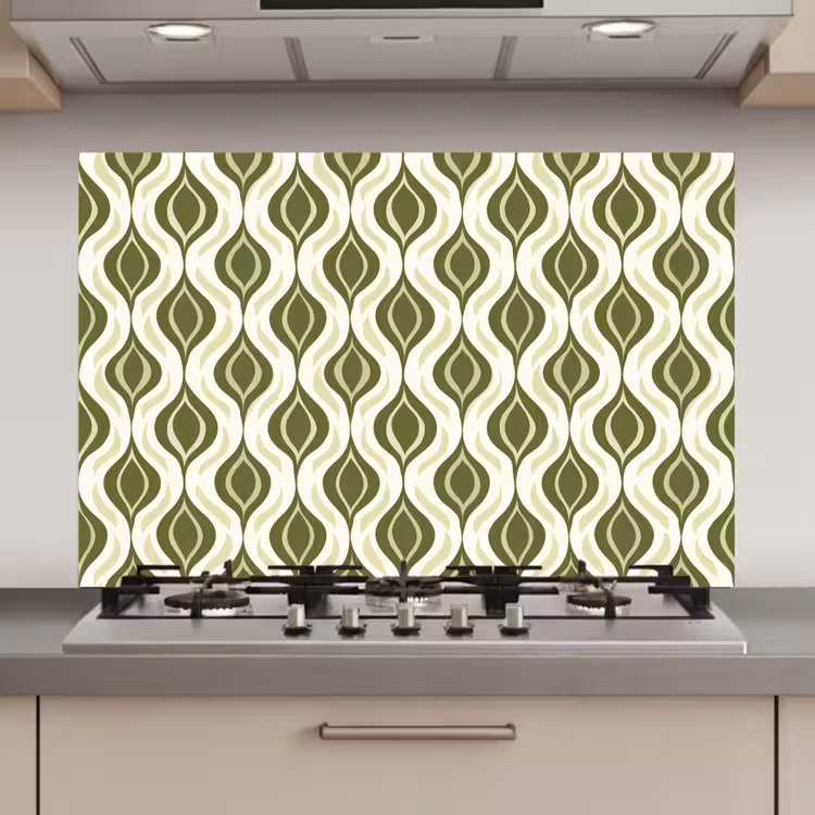 Spatscherm keuken - Patroon - Retro - Groen — 1