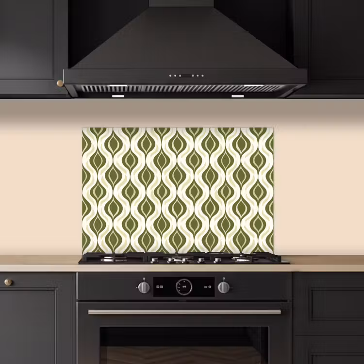 Spatscherm keuken - Patroon - Retro - Groen — 2