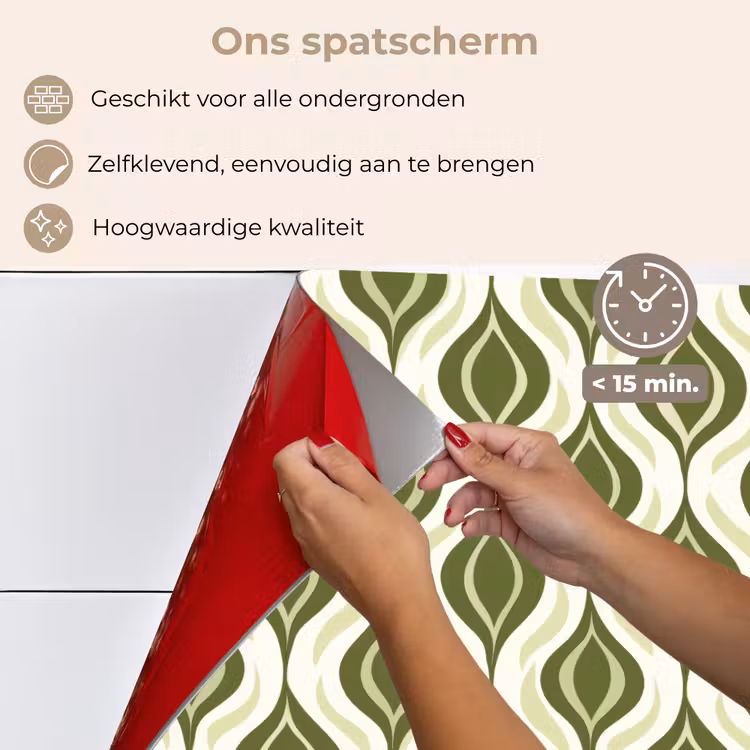 Spatscherm keuken - Patroon - Retro - Groen — 4