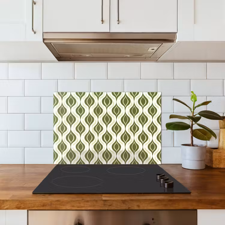 Spatscherm keuken - Patroon - Retro - Groen — 6