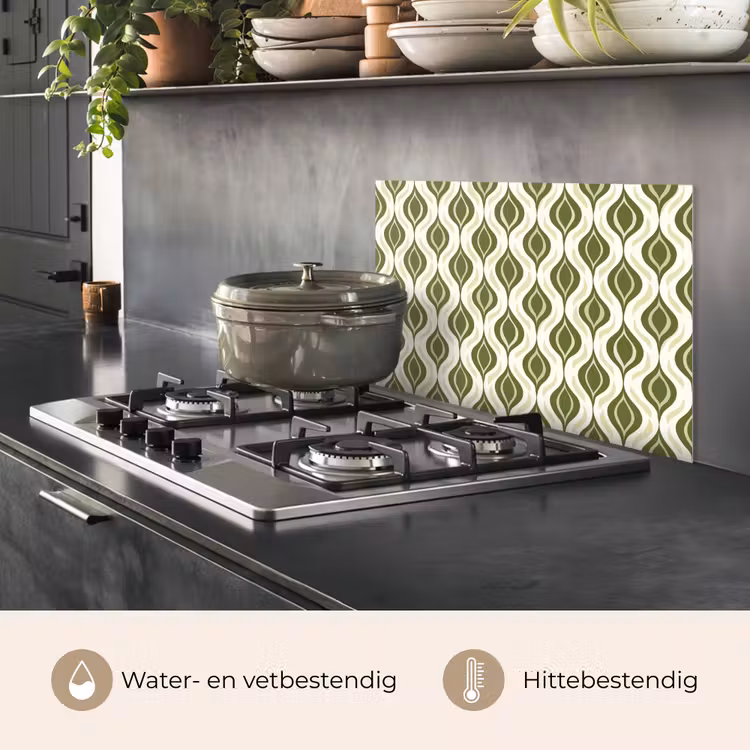 Spatscherm keuken - Patroon - Retro - Groen — 7
