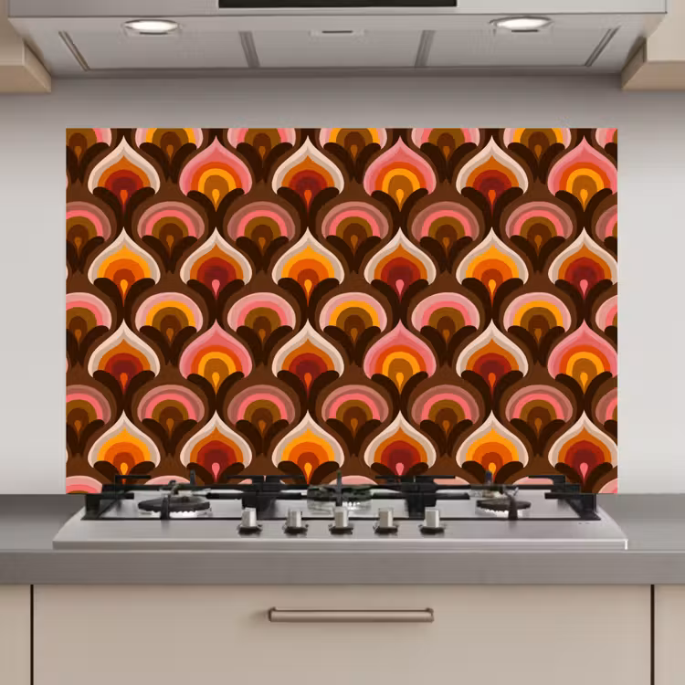Spatscherm keuken - Patroon - Retro - Kleurrijk — 1