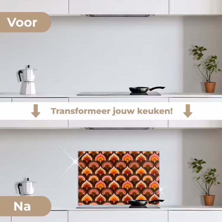 Spatscherm keuken - Patroon - Retro - Kleurrijk — 3
