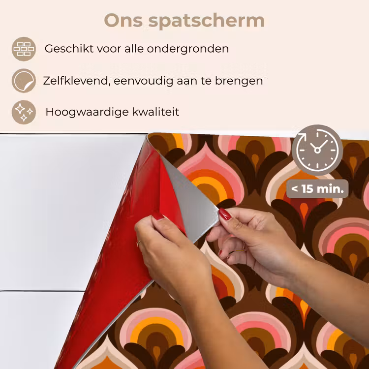 Spatscherm keuken - Patroon - Retro - Kleurrijk — 4