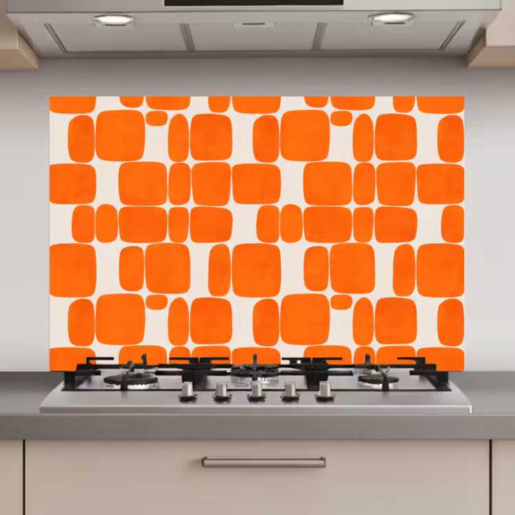Spatscherm keuken - Patroon - Retro - Oranje — 1