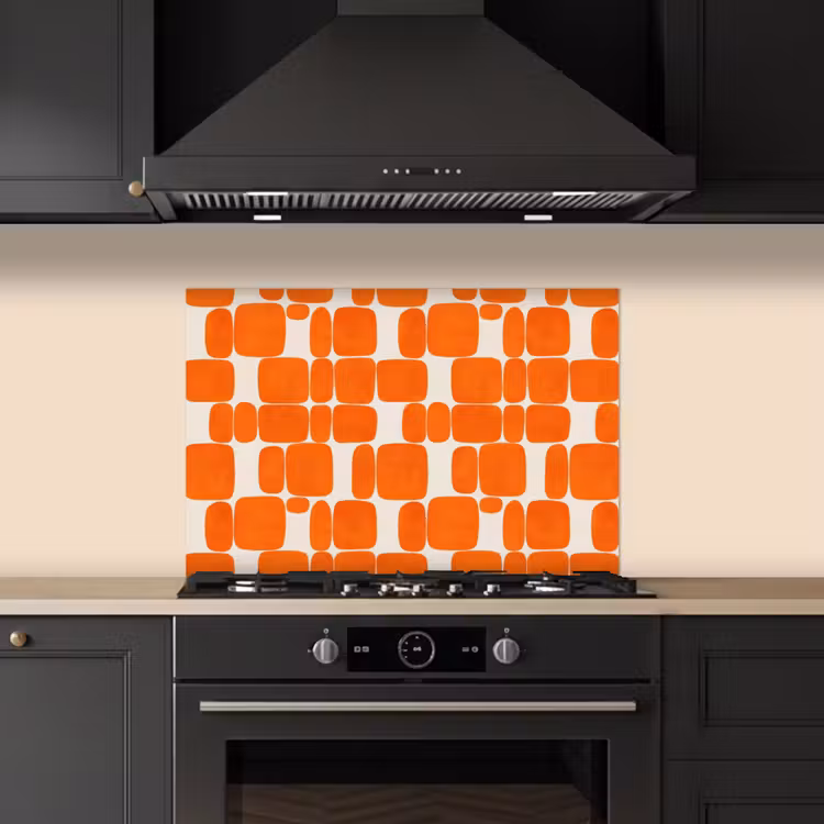 Spatscherm keuken - Patroon - Retro - Oranje — 2