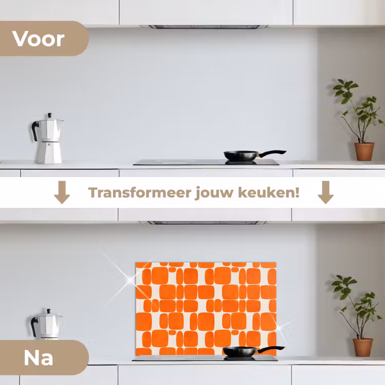 Spatscherm keuken - Patroon - Retro - Oranje — 3