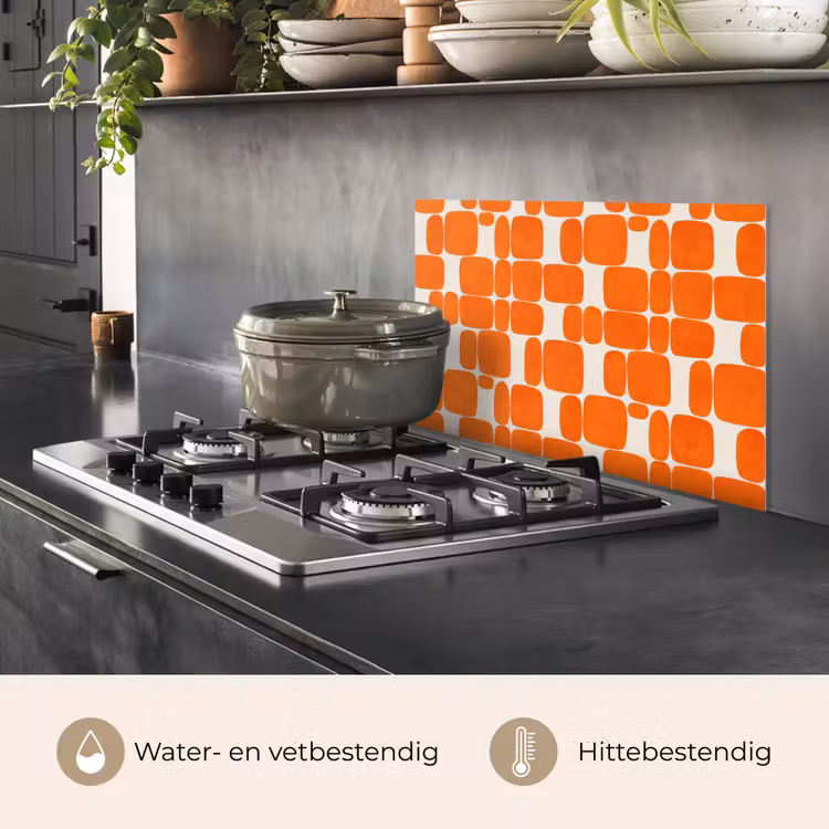 Spatscherm keuken - Patroon - Retro - Oranje — 7