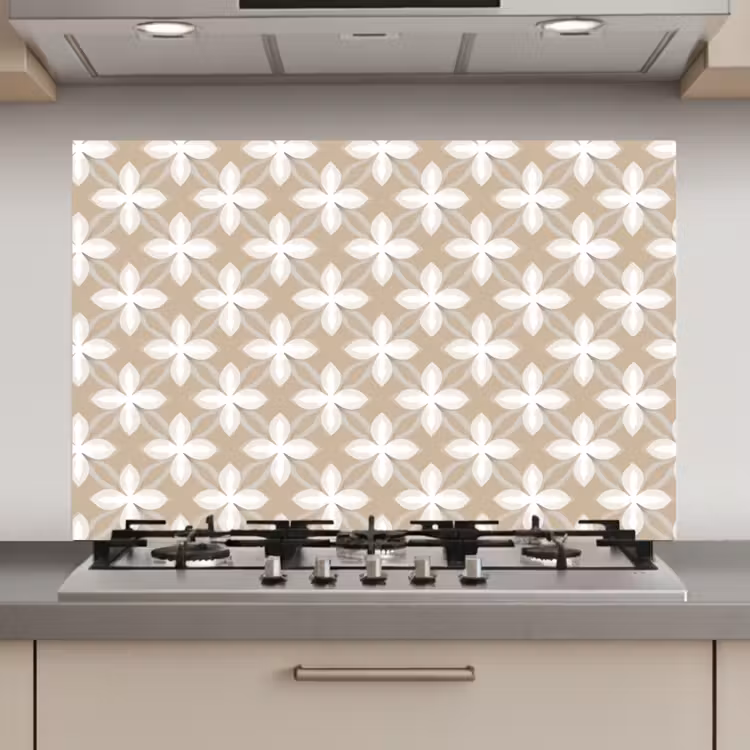 Spatscherm keuken - Patroon - Symmetrisch - Beige — 1
