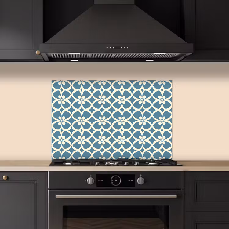 Spatscherm keuken - Patroon - Symmetrisch - Blauw — 2