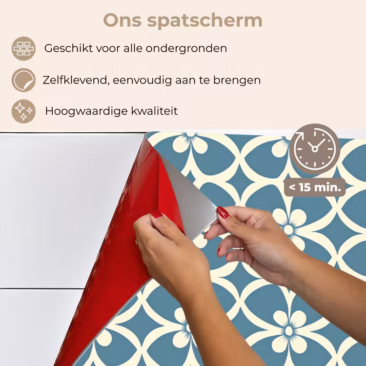 Spatscherm keuken - Patroon - Symmetrisch - Blauw — 4