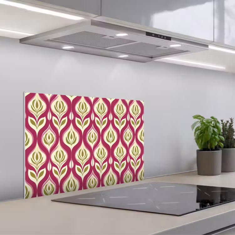 Spatscherm keuken - Retro - Floraal - Paars — 5