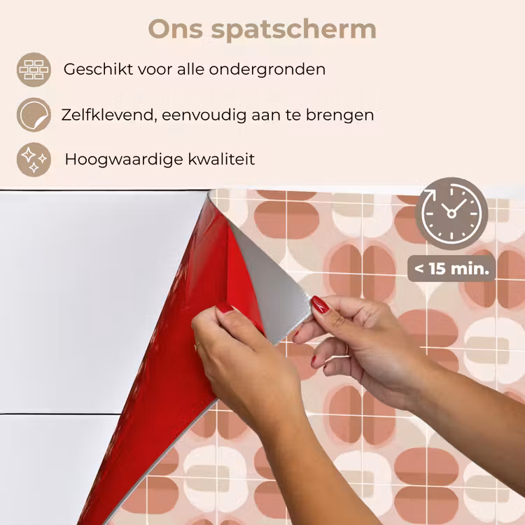 Spatscherm keuken - Retro - Klassiek - Roze — 4