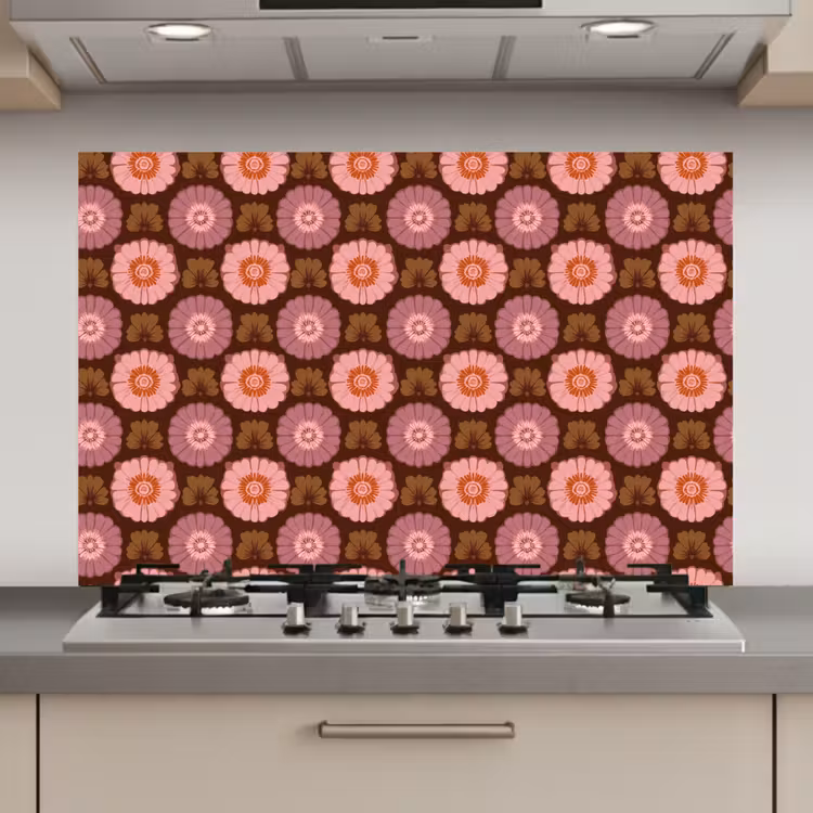 Spatscherm keuken - Retro - Madelief - Roze — 1
