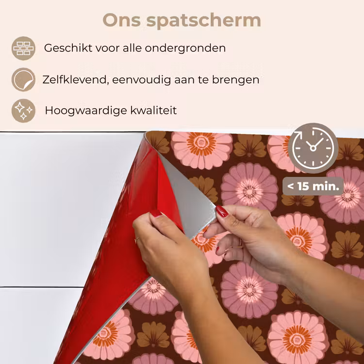 Spatscherm keuken - Retro - Madelief - Roze — 4