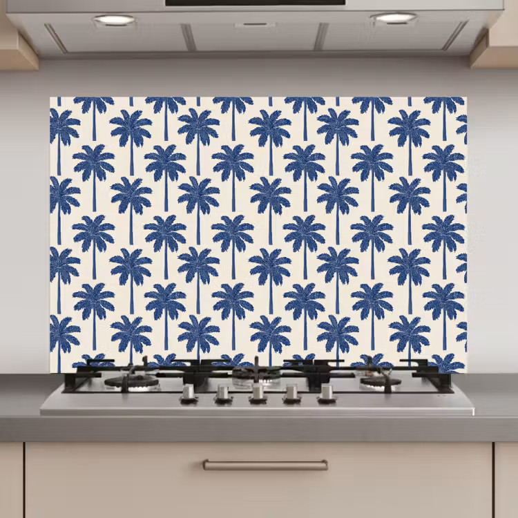 Spatscherm keuken - Symmetrisch - Palm - Blauw — 1