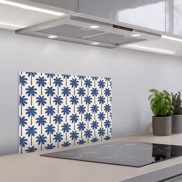 Spatscherm keuken - Symmetrisch - Palm - Blauw — 5