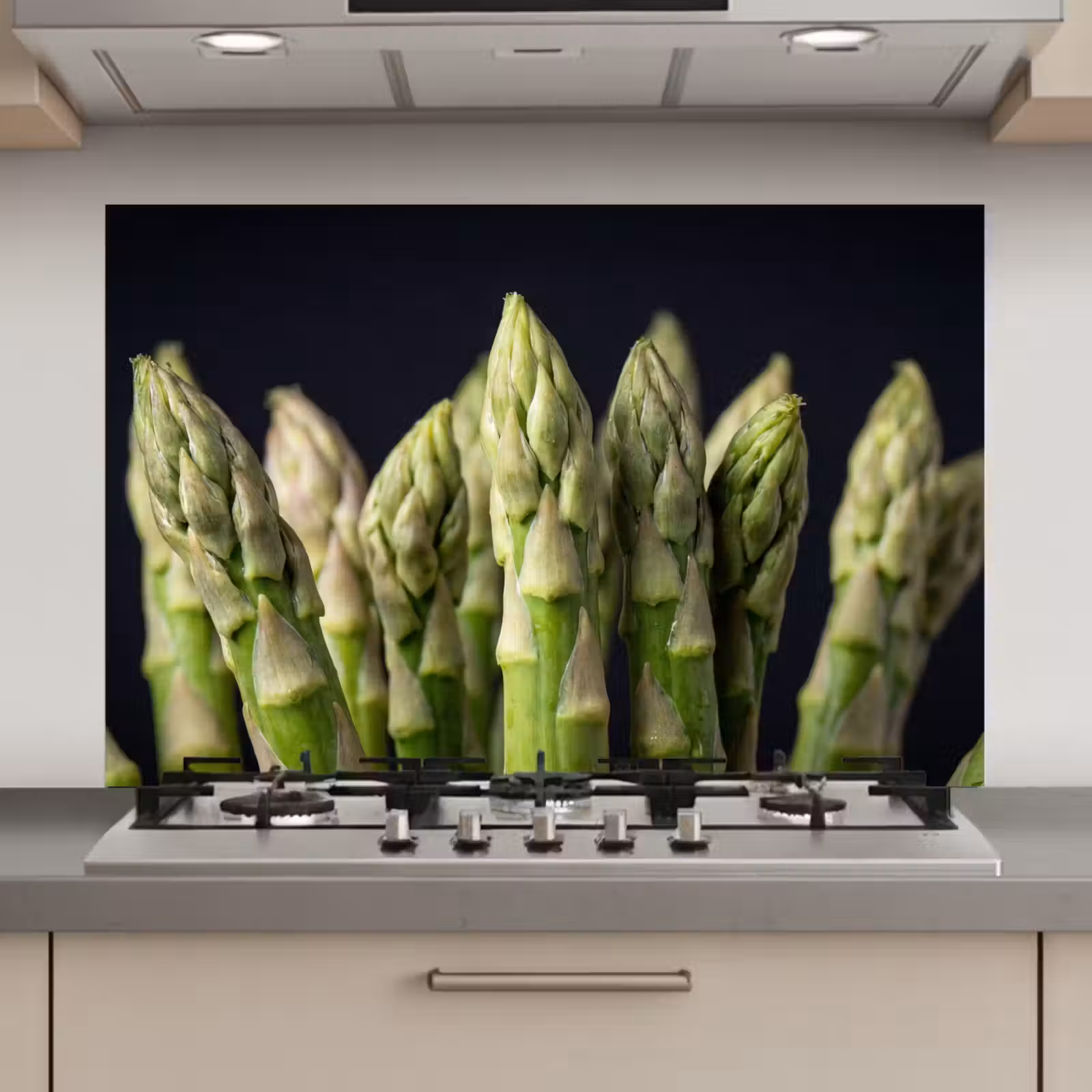 Spatscherm keuken - Asperges - Groen - Zwart — 1