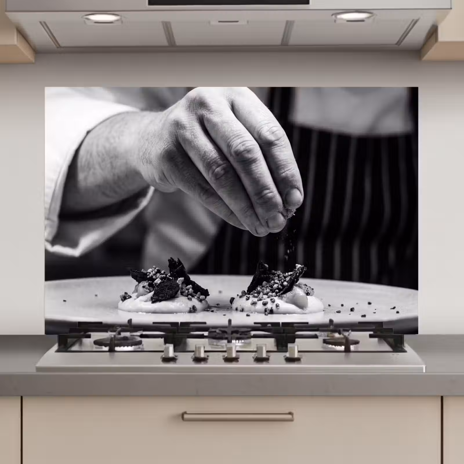 Spatscherm keuken - Chef - Garnering - Gerecht — 1