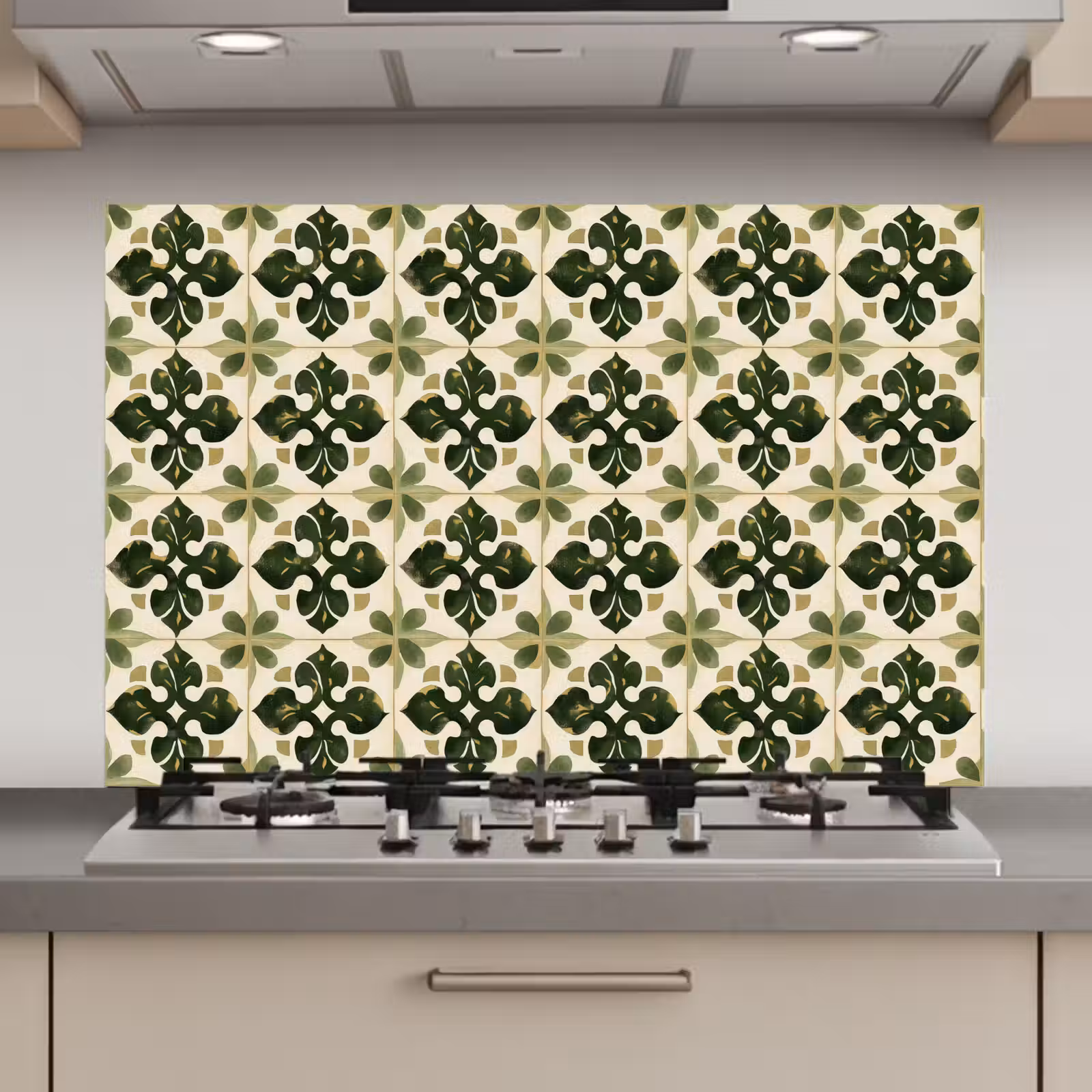 Spatscherm keuken - Patroon - Tegel - Groen — 1