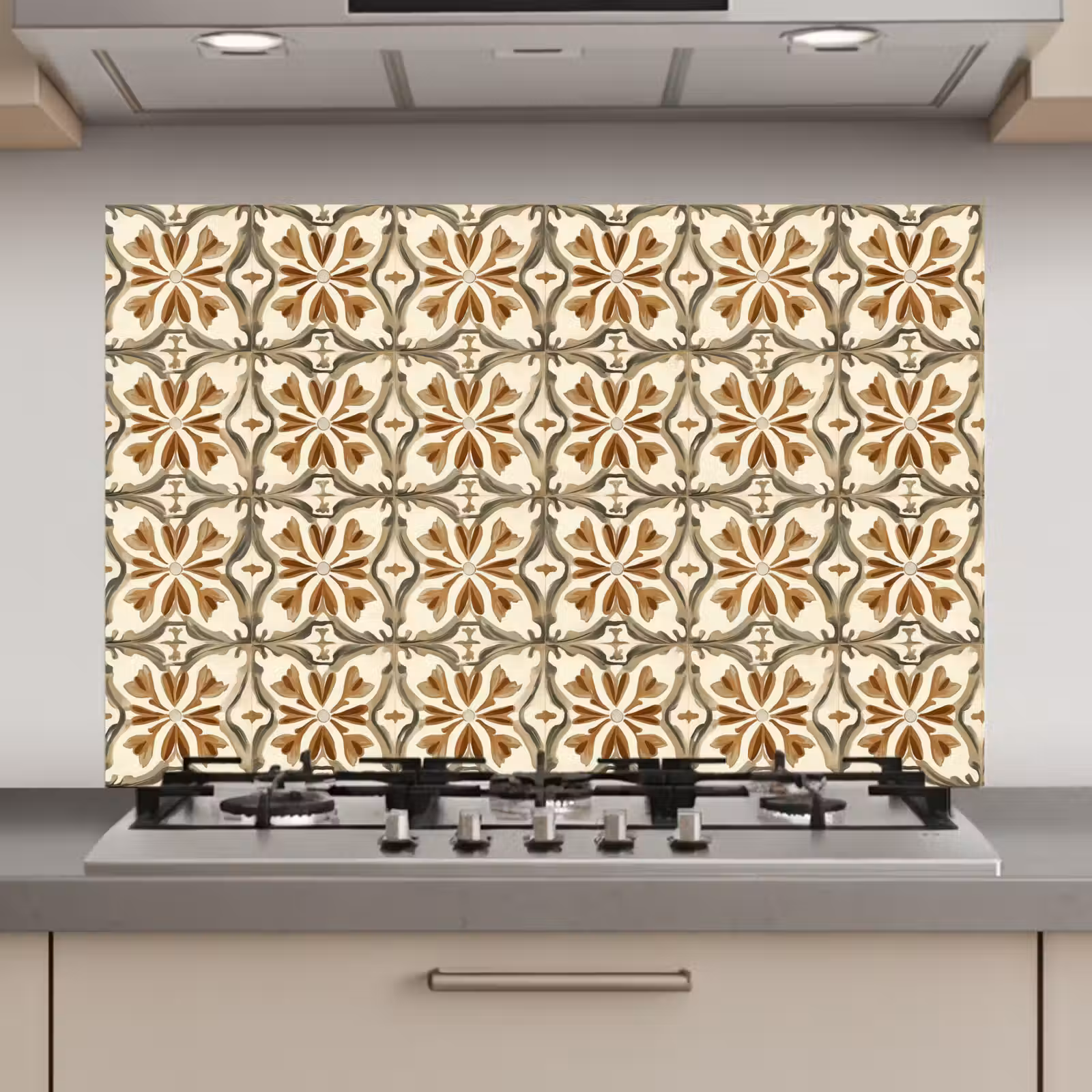 Spatscherm keuken - Siertegel - Patroon - Bruin — 1