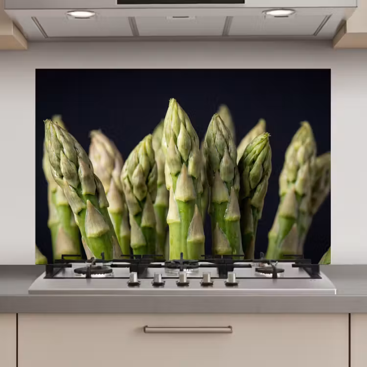 Spatscherm keuken - Asperges - Groen - Zwart — 1