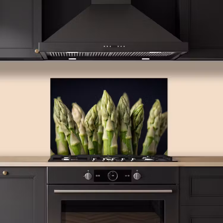 Spatscherm keuken - Asperges - Groen - Zwart — 2