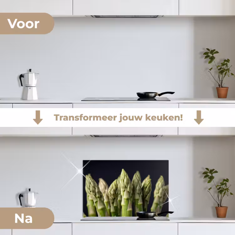 Spatscherm keuken - Asperges - Groen - Zwart — 3