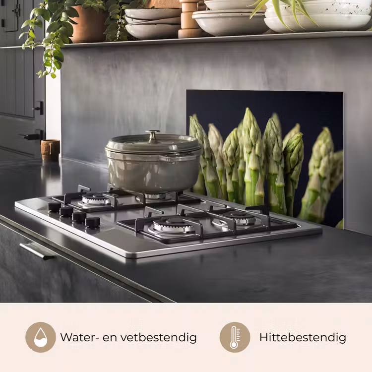 Spatscherm keuken - Asperges - Groen - Zwart — 7