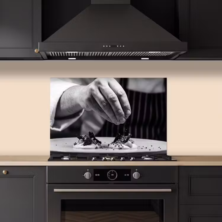 Spatscherm keuken - Chef - Garnering - Gerecht — 2