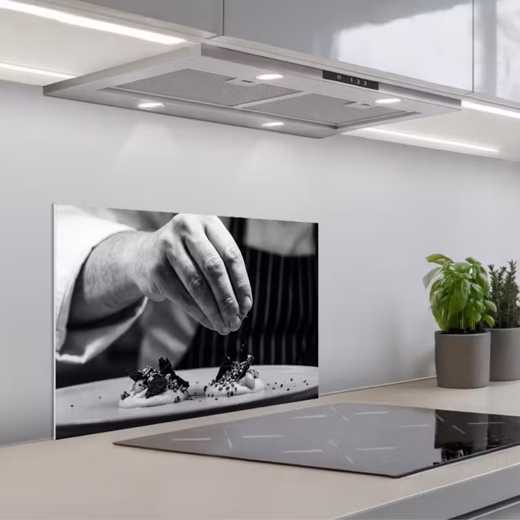 Spatscherm keuken - Chef - Garnering - Gerecht — 5