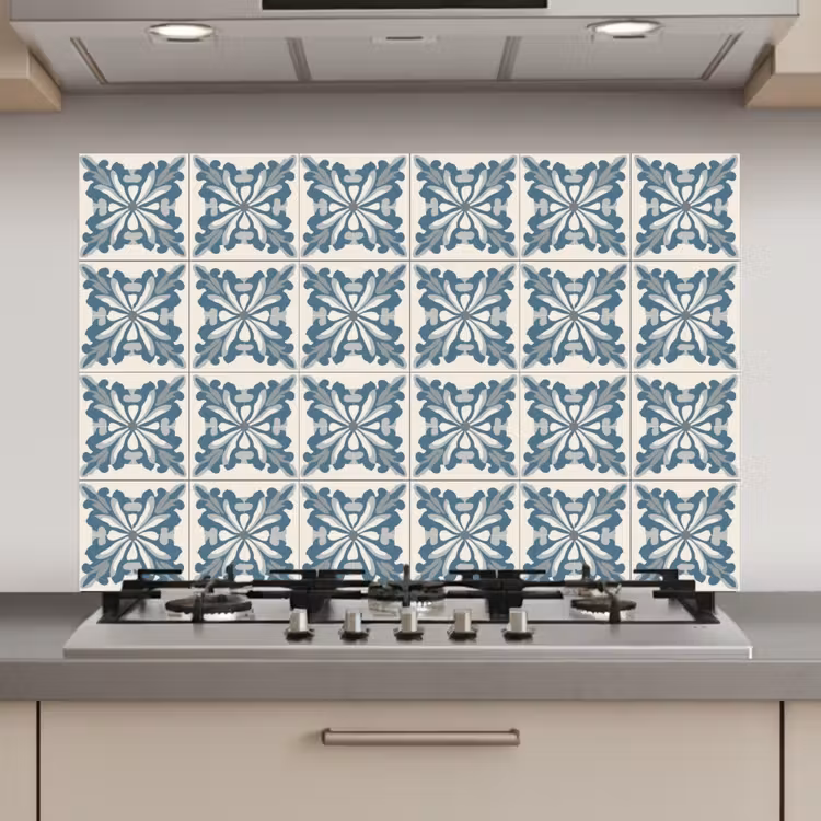 Spatscherm keuken - Dessin - Tegel - Blauw — 1