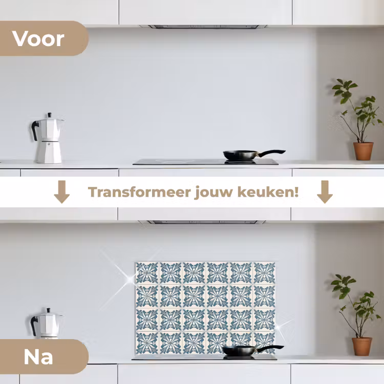 Spatscherm keuken - Dessin - Tegel - Blauw — 3