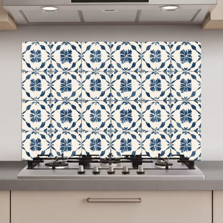 Spatscherm keuken - Grafisch - Tegel - Blauw — 1