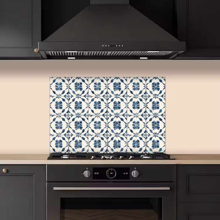 Spatscherm keuken - Grafisch - Tegel - Blauw — 2