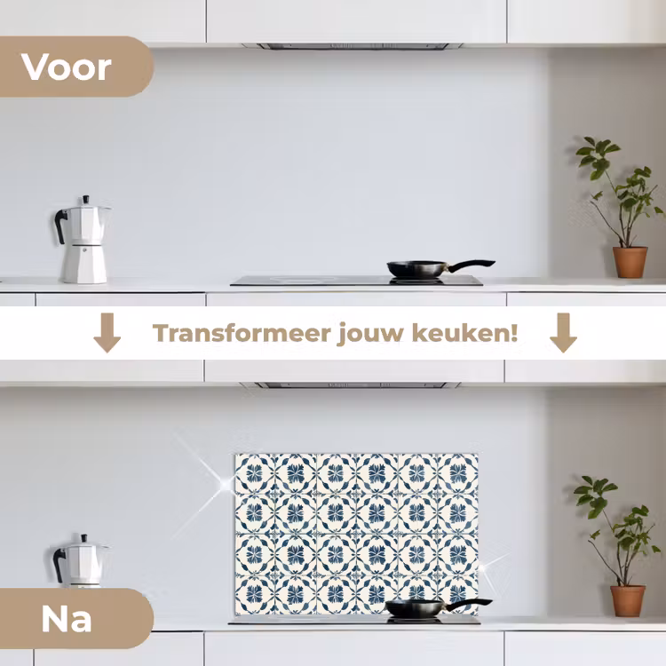 Spatscherm keuken - Grafisch - Tegel - Blauw — 3