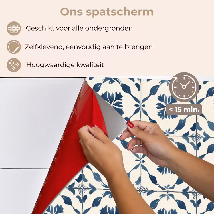 Spatscherm keuken - Grafisch - Tegel - Blauw — 4
