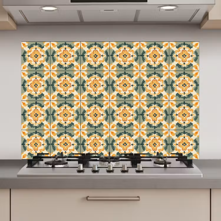 Spatscherm keuken - Keramiek - Verweerd - Kleurrijk — 1