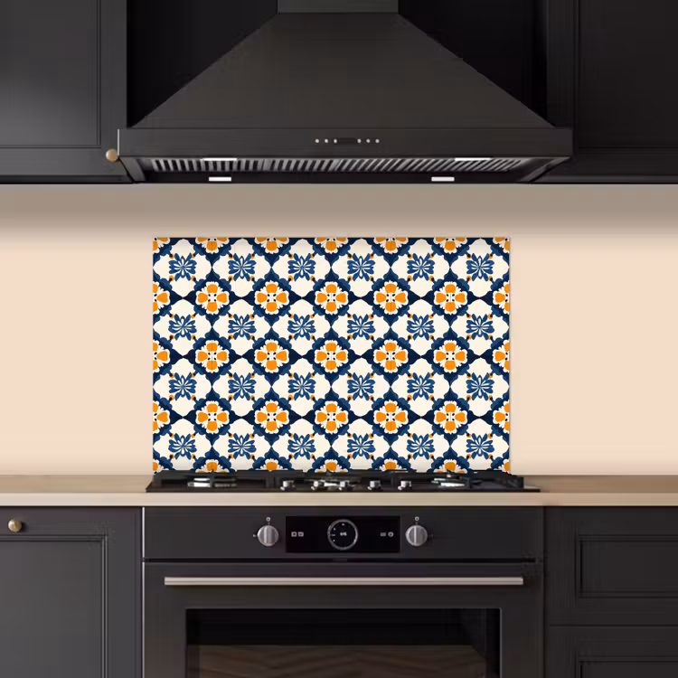 Spatscherm keuken - Klassiek - Geometrisch - Blauw — 2