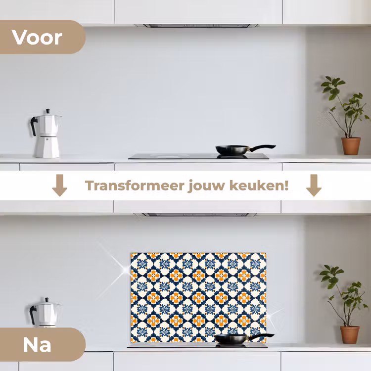 Spatscherm keuken - Klassiek - Geometrisch - Blauw — 3