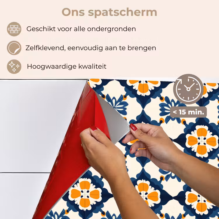 Spatscherm keuken - Klassiek - Geometrisch - Blauw — 4