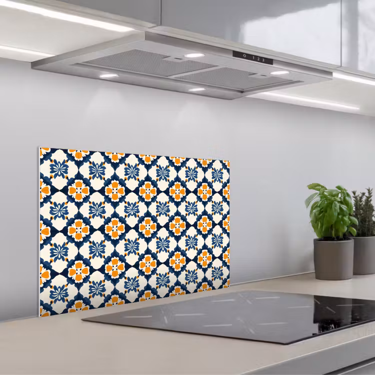 Spatscherm keuken - Klassiek - Geometrisch - Blauw — 5