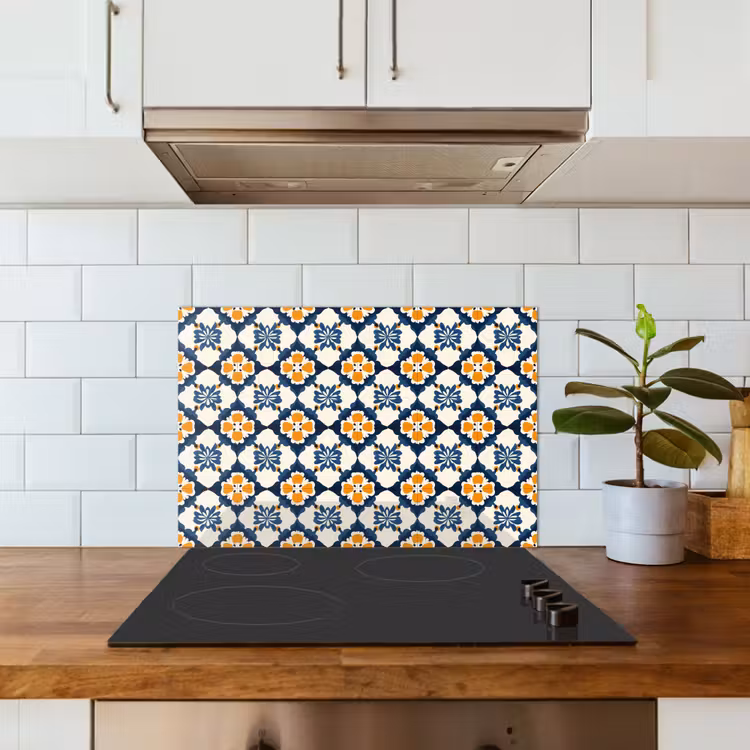 Spatscherm keuken - Klassiek - Geometrisch - Blauw — 6