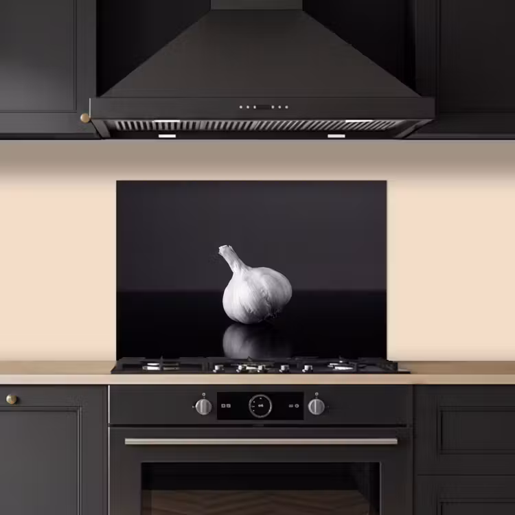 Spatscherm keuken - Knoflook - Zwart - Wit — 2