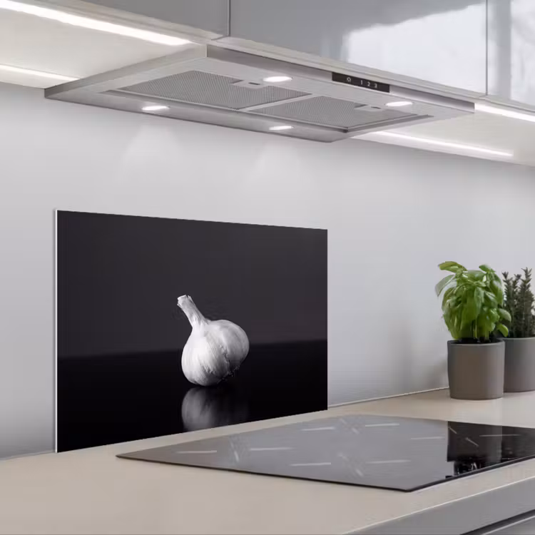 Spatscherm keuken - Knoflook - Zwart - Wit — 5