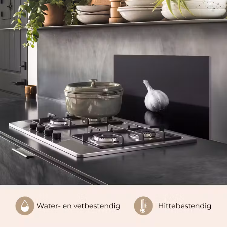 Spatscherm keuken - Knoflook - Zwart - Wit — 7