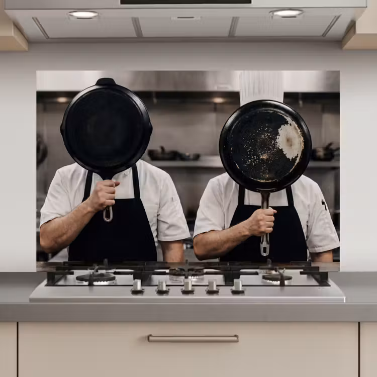 Spatscherm keuken - Koks - Koekenpannen - Keuken — 1