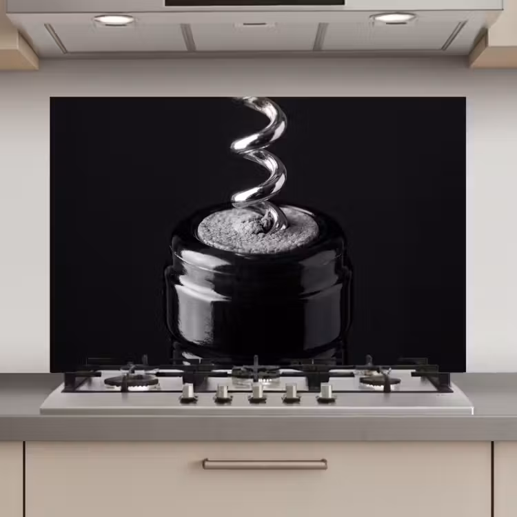 Spatscherm keuken - Kurkentrekker - Wijn - Zwart - Wit — 1